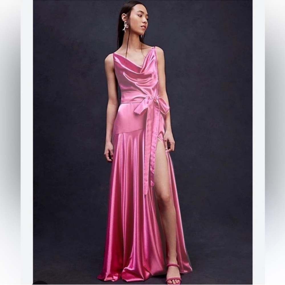 Bronx and Banco Pink Maxi Gown Asymmetrical Sleeveless Slit